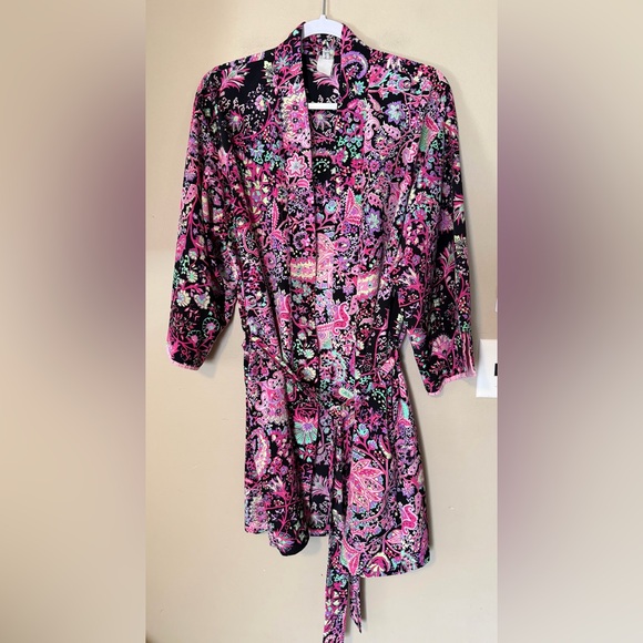 NATORI Vintage Floral Paisley Kimono Robe - Picture 2 of 7